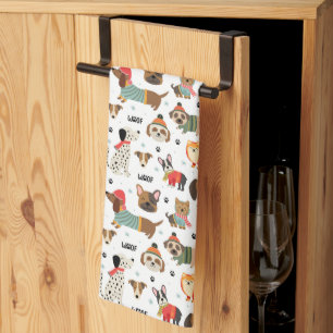 Linge De Cuisine Chiens de fête dans le Motif de Sweaters de vacanc