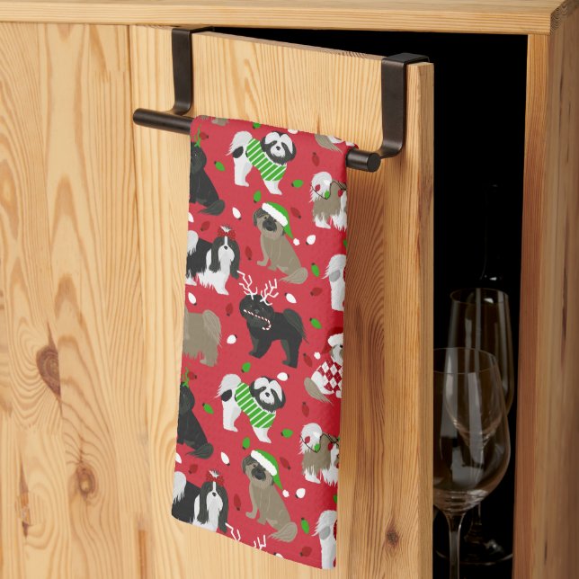 Linge De Cuisine Chiens de Noël Chih Tzu (Pliage en tiers)