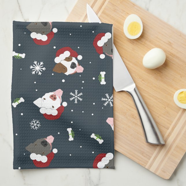 Linge De Cuisine Chiens de père Noël (Quart Plié)