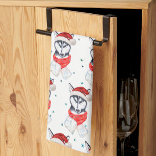 Linge De Cuisine Chiens de race Husky Sibérien Étoiles de Noël