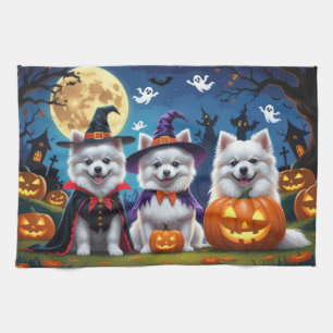 Linge De Cuisine Chiens Esquimaux Américains Citrouille Halloween D