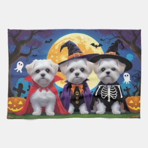 Linge De Cuisine Chiens maltais Citrouille Halloween drôle