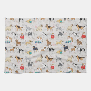 Linge De Cuisine Chiens mignons Design Motif Blanc