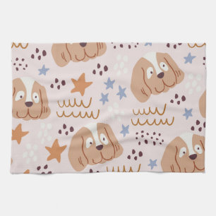 Linge De Cuisine Chiens mignons, étoiles, lignes : vintage sans sou