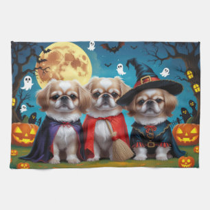Linge De Cuisine Chiens Pekingese Citrouille Halloween drôle