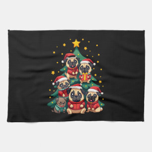 Linge De Cuisine Chiens Pug Arbre de Noël Mignon Noël (3)