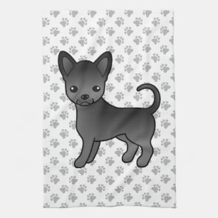 Linge De Cuisine Chihuahua dessin animé à poil lisse noir & pattes