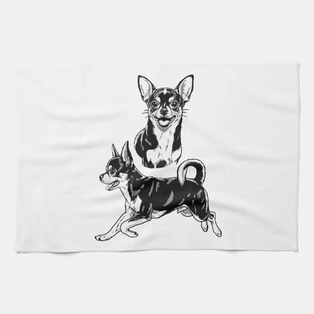 Linge De Cuisine Chihuahua Lover's Delight Dynamic Duo in Black (Horizontal)