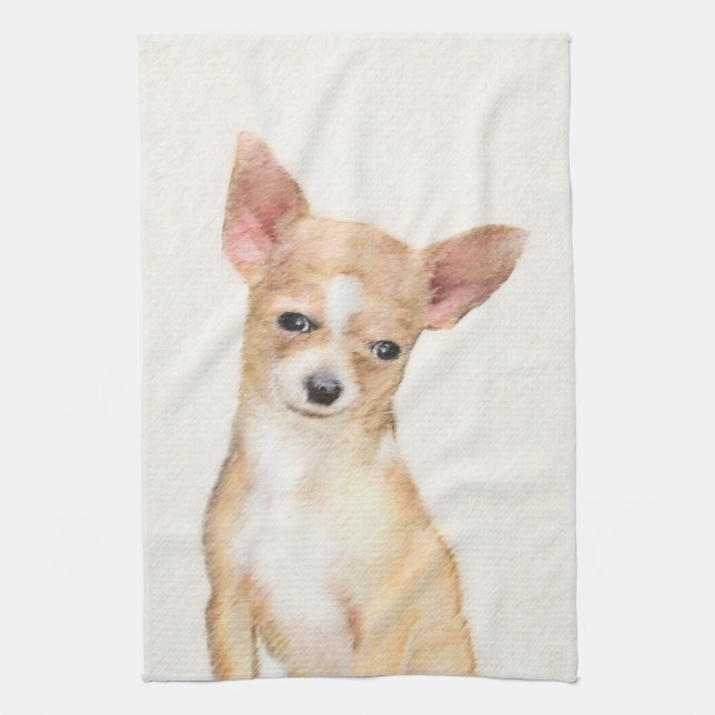 Linge De Cuisine Chihuahua Peinture - Cute Original Chien Art (Vertical)