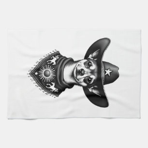 Linge De Cuisine Chihuahua vintage style cow-boy gravure western D