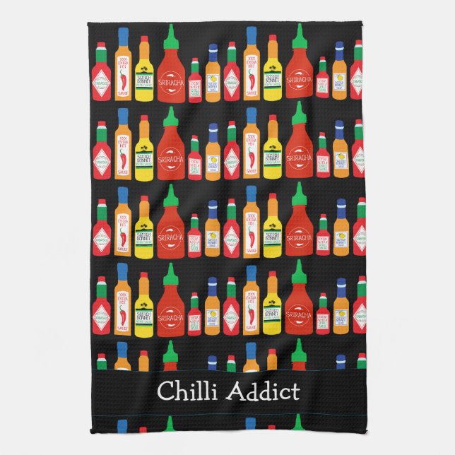 Linge De Cuisine Chili Addict Chili Bouteilles Patternes (Vertical)