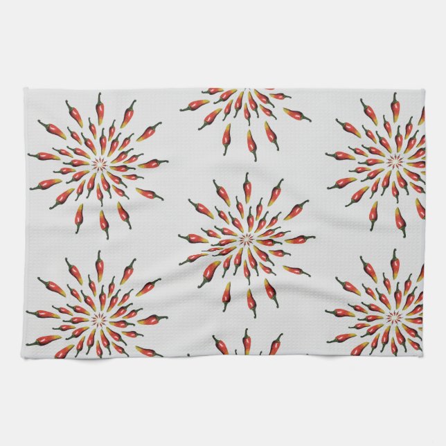 Linge De Cuisine Chili Peppers Mandala Botanique Custom (Horizontal)