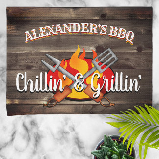 Linge De Cuisine Chillin' et Grillin' BBQ personnalisés