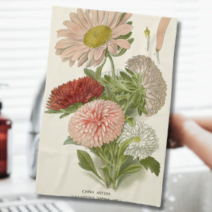 Linge De Cuisine China Asters - Exquise Vintage Florale Botanique
