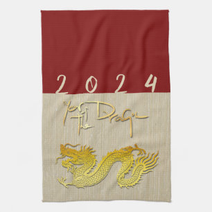 Linge De Cuisine Chine New Year Dragon or papier coupé Zodiac KT