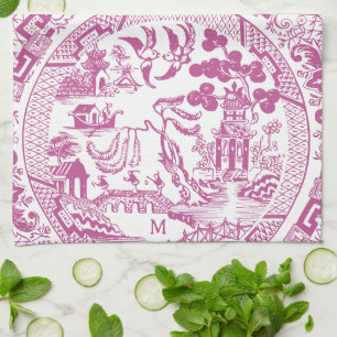 Linge De Cuisine Chine sauvage rose antique Motif Vintage Monogramm