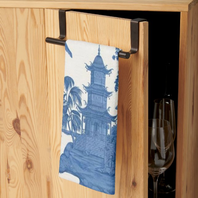 Linge De Cuisine Chinoiserie bleue et blanche (Pliage en tiers)