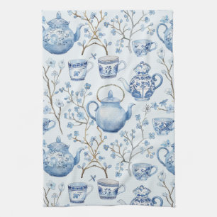 Linge De Cuisine Chinoiserie Fête de Mariage Florale Bleue