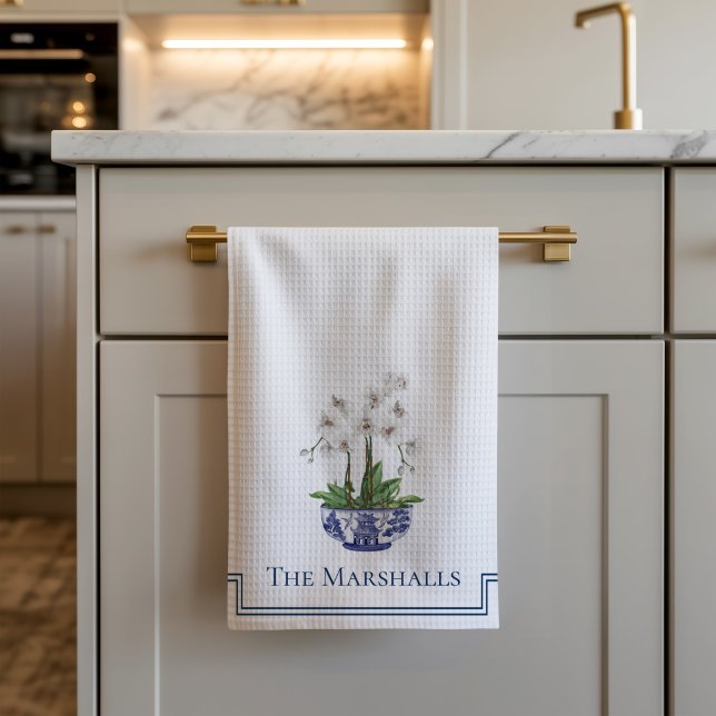 Linge De Cuisine Chinoiserie Orchidée Blanche (Chinoiserie Orchid Kitchen Towel)