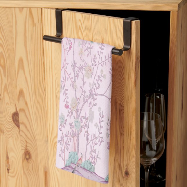 Linge De Cuisine Chinoiserie rose (Pliage en tiers)