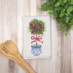 Linge De Cuisine Chinoiserie Topiary Red Bow<br><div class="desc">Ajoutez cette jolie pop de couleur à votre décor de cuisine de vacances !</div>