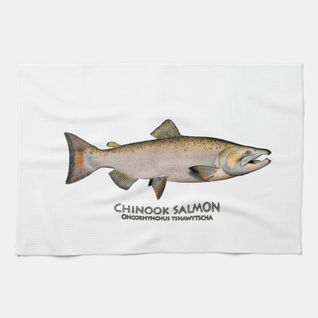Linge De Cuisine Chinook - saumon quinte (engendrant la phase) (Horizontal)