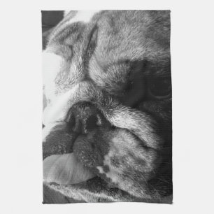 Linge De Cuisine Chiot anglais noir et blanc de bouledogue