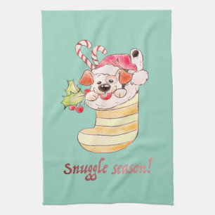 Linge De Cuisine Chiot de la saison câline dans une chaussette de N