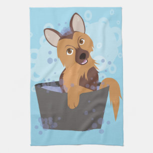 Linge De Cuisine Chiot de temps de bain