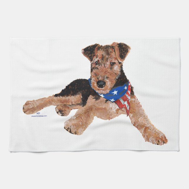 Linge De Cuisine Chiots Terrier Patriotique (Horizontal)