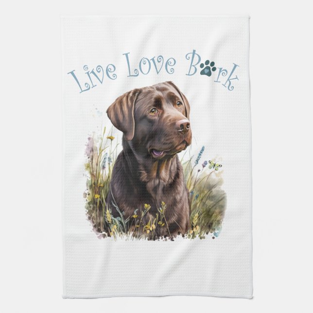 Linge De Cuisine Chocolat Lab Chien Maman Florale (Vertical)