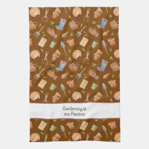 Linge De Cuisine Chocolat personnalisé Brown Garden Tools Motif