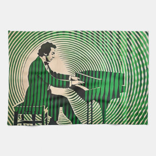 Linge De Cuisine Chopin jouant Piano dans un style d'illusion optiq