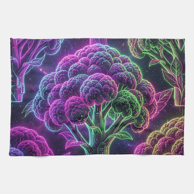 Linge De Cuisine Chou-fleur néon Cyberpunk Galaxy (Horizontal)