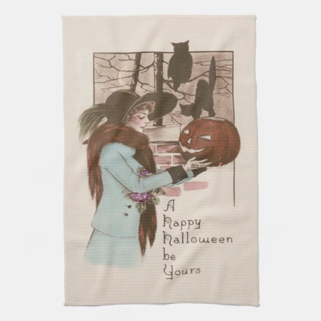 Linge De Cuisine Chouette Citrouille de la femme Jack O'Lantern (Vertical)