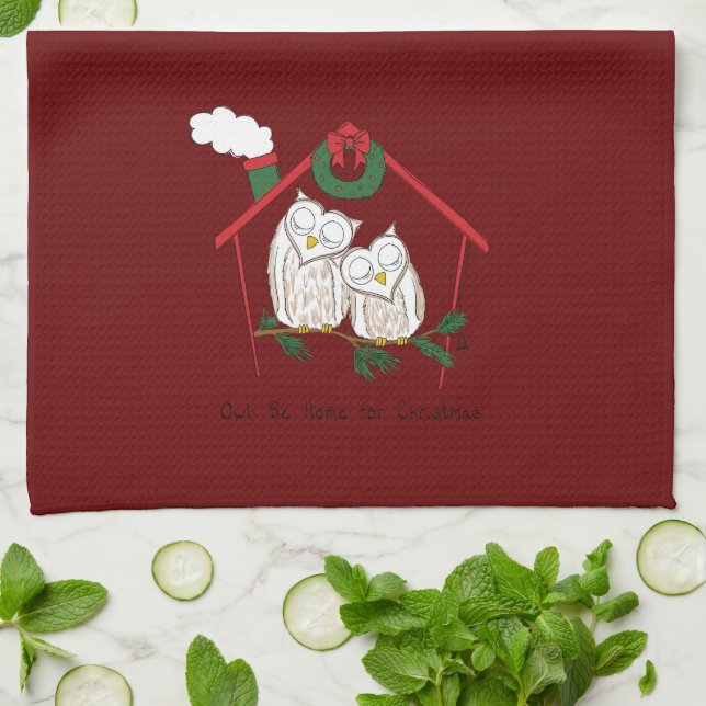 Linge De Cuisine Chouette de Noël Be Accueil mignonne (Plié)