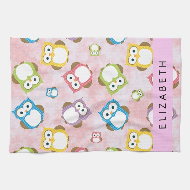 Linge De Cuisine Chouettes mignonnes, Chouette Motif, Chouettes col (Horizontal)