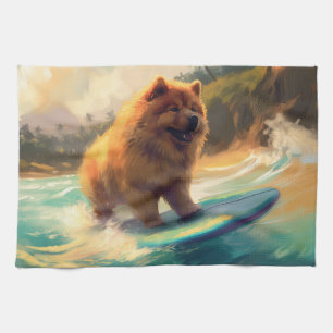 Linge De Cuisine Chow Chow Beach Plage Surf Peinture