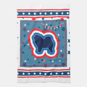 Linge De Cuisine Chow Chow Patriotique Rouge Blanc Et Bleu 4 Juille