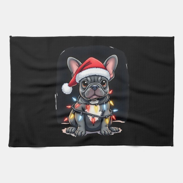 Linge De Cuisine Christmas Dog French Bulldog Xmas Frenchie Men Wom (Horizontal)