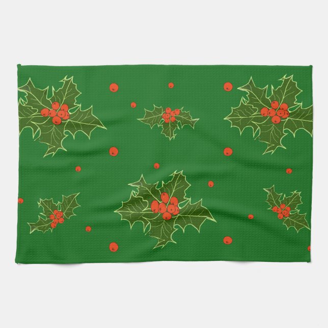 Linge De Cuisine Christmas Holly (Horizontal)