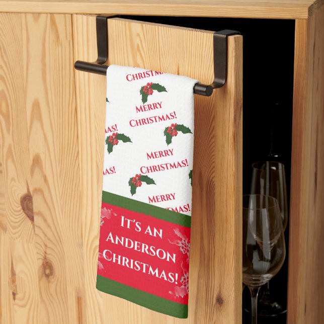 Linge De Cuisine Christmas Holly (Pliage en tiers)