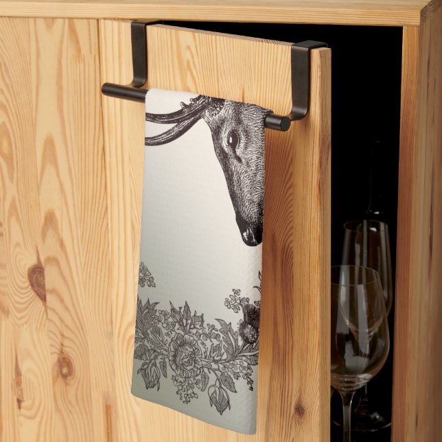 Linge De Cuisine Christmas Party Floral Reindeer Golden Winter (Pliage en tiers)