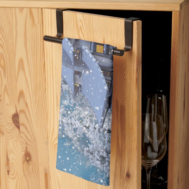 Linge De Cuisine Christmas Party Winter White Snowman Blue Rustic (Pliage en tiers)