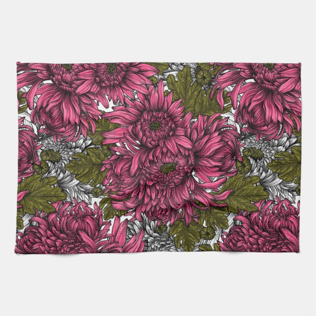 Linge De Cuisine Chrysanthème rose (Horizontal)