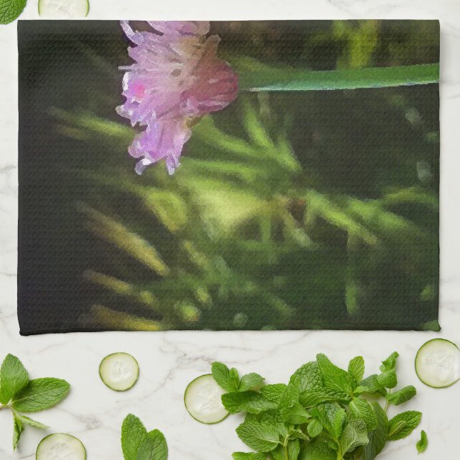 Linge De Cuisine Ciboulette à fleurs et palmier (Plié)