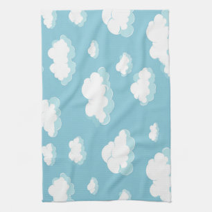 Linge De Cuisine Ciel bleu et Motif nuages