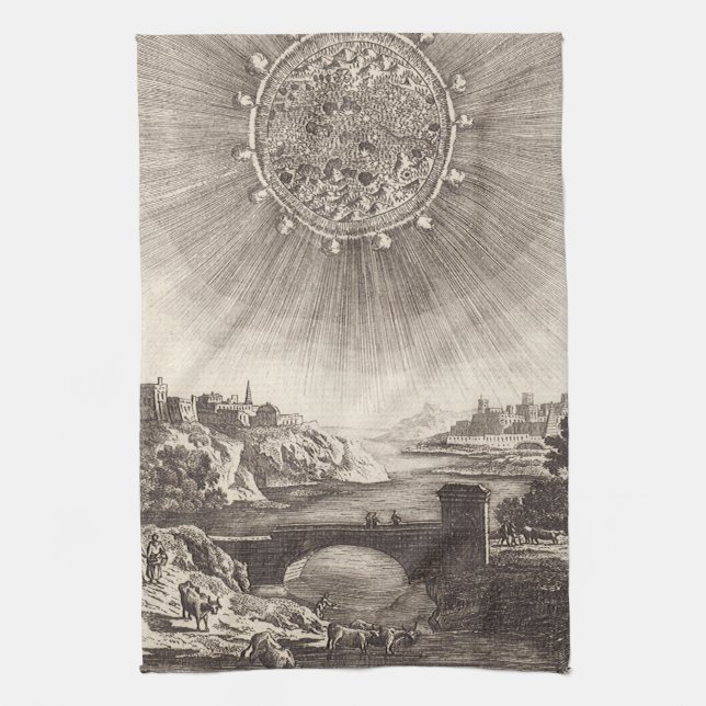 Linge De Cuisine Ciel d'astronomie antique avec soleil par Allain M (Vertical)