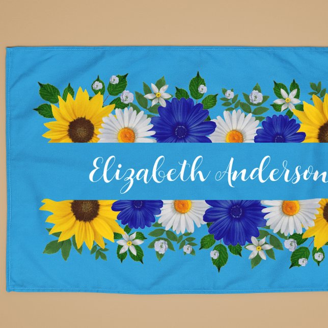 Linge De Cuisine Ciel floral bleu d'été (Créateur téléchargé)