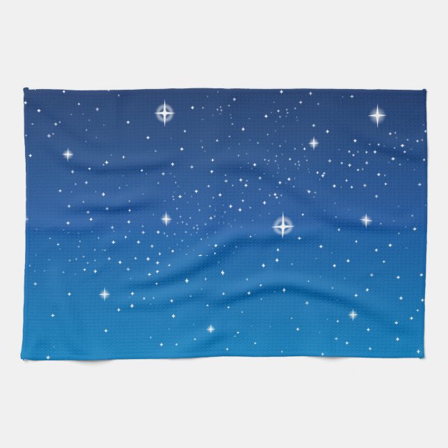 Linge De Cuisine Ciel nocturne étoilé bleu profond (Horizontal)